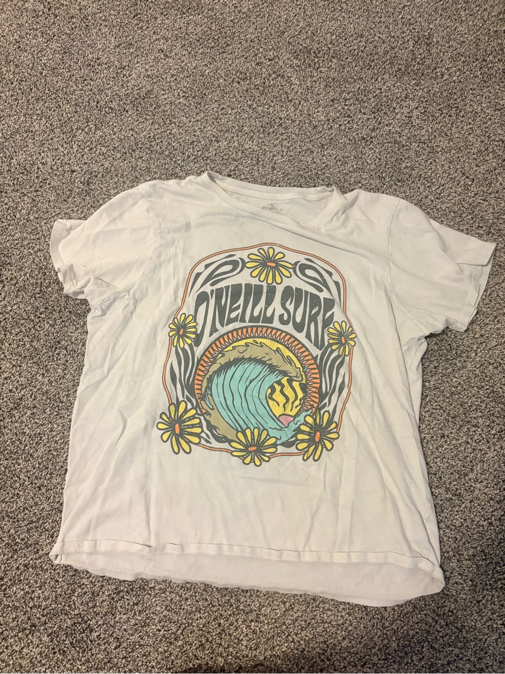 O'Neill White Crewneck Tee with Subtle Gray Logo